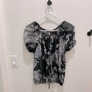 Wet Seal Y2K Sheer Black and White Top - Size S
